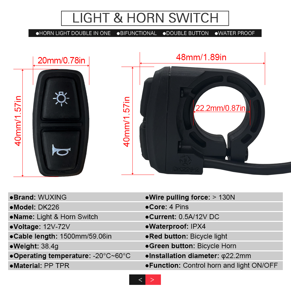 Ebike Light and Horn Switch, H – Bike Light Front Rear recenzja i cena